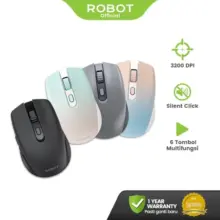 ROBOT Mouse Wireless Silent Click 2.4GHz 3200DPI Praktis untuk Laptop dan PC