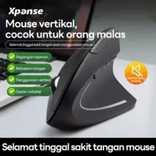 Xpanse Mouse Vertikal Ergonomis Nirkabel 2.4GHz dengan 5 Tombol dan 3 Tingkat DPI untuk Gaming dan Kerja Nyaman