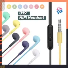 Earphone U19 Macaron Handsfree Extra Bass Stereo Suara Jernih dengan Mic Warna Pilihan