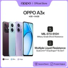 OPPO A3x 4GB RAM 64GB ROM Smartphone Harga Terbaik Layar Cerah 1000nit Snapdragon 6s Gen1 Baterai Awet Fast Charging 45W