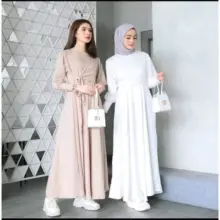 Sahna Maxi Dress Gamis Wanita Syari Busui Friendly Lengan Balon Bahan Tebal Nyaman