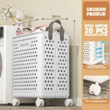 Angola Laundry Basket Lipat Praktis dengan Roda Desain Stylish untuk Penyimpanan Pakaian