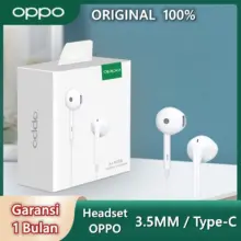 Oppo Headset MH135 Original Earphone Stereo Bass Type C dan 3.5MM Suara Jernih dengan Mikrofon