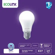 Ecolink Lampu LED Bohlam 9 Watt Hemat Energi dengan Cahaya Putih dan Kuning Hangat