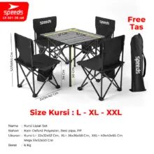 Speeds Meja dan Kursi Lipat Set Portable untuk Camping Outdoor dan Indoor