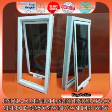 Jendela Aluminium Swing Minimalis Ukuran 40 x 80 dengan Kaca Pilihan Bening atau Riben