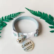 Kalung Kucing Kulit dengan Liontin Nama Custom Gratis