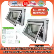 Kaca Jendela Aluminium Bouven Swing Bovenly Ukuran 40×60 dengan Kaca Bening atau Riben
