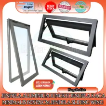 Jendela Aluminium Jungkit Swing Minimalis Ukuran 60 x 120 dengan Kaca 5mm Bening atau Riben