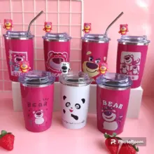 Tumbler Termos Lotso Stainless Steel 500ml dengan Sedotan Karakter Lucu