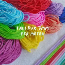 Tali Kur 3mm Per Meter Warna Warni Bahan Polyester untuk Kerajinan Tangan dan Aksesoris