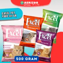 Excel Excellent Pet Food Pakan Kucing Kering 500gr Pilihan Varian Tuna Ayam Donat untuk Kucing Dewasa dan Kitten