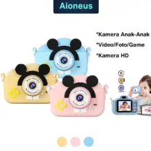 Aioneus Kamera Anak Digital 1080P Mini dengan Layar 2 Inch Mickey Design Edukasi dan Hadiah Anak