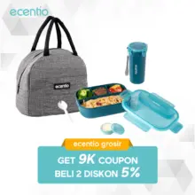 Ecentio Set Kotak Makan Anak 1200ml dengan Botol Minum 500ml dan Tas Termal Anti Bocor