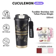 CucuLemon Tumbler Stainless Steel 530ml Anti Bocor Vacuum Insulated untuk Minuman Panas dan Dingin