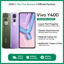 Vivo Y400 8GB RAM 128GB 256GB NFC AMOLED 120Hz Kamera Sony 50MP Baterai 6000mAh Tahan Air