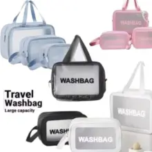Tas Kosmetik Transparan Washbag Pouch Travel Waterproof Serbaguna