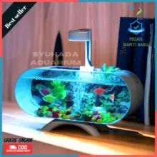 Aquarium Mini Lengkap dengan Mesin Oxygen Gelembung dan Lampu LED 3 Watt