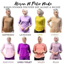 Atasan Senam Wanita Warna Nude Bahan Spandek Polyester Nyaman untuk Olahraga