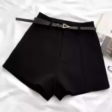 Manda Pants Celana Pendek Wanita Highwaist Hotpants Korea Bahan Wool Elegan Dengan Belt