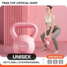 TrailTop Kettlebell Premium Pink Pilihan Berat 2KG 4KG 6KG Anti Slip Nyaman Digenggam