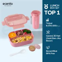 Ecentio Lunch Box Set 1200ml dengan Cangkir 500ml Anti Bocor BPA Free