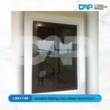 Jendela Sliding Aluminium DAP 80 x 80 Kusen Kokoh dengan Kaca Pilihan Polos Es atau Riben