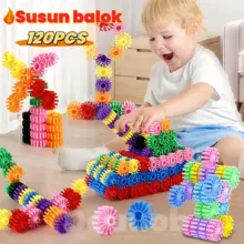Balok Susun Edukatif 120 Pcs – Mainan Kreatif Anak untuk Melatih Otak, Motorik & Imajinasi