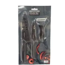 LocknLock Kitchen Knife Set Premium 3 Pcs Pisau Dapur Stainless Steel Anti Karat dengan Peeler Ergonomis