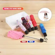 Payung Lipat Warna Warni Anti Angin Desain Kokoh Anti Sinar UV Bahan Tebal Praktis untuk Perjalanan