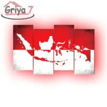 Dekorasi Dinding Griya 7 Peta Indonesia Kayu MDF 4 Panel Elegan untuk Pajangan Rumah
