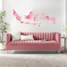 Prima Shabby Craft Peta Indonesia Aesthetic Ukir Kayu MDF Dekorasi Dinding Shabby Monokrom Merah Putih