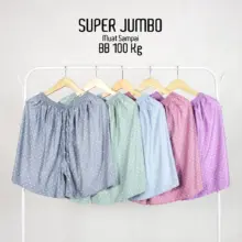 Celana Pendek Wanita Jumbo Motif Polkadot Bahan Rayon Adem Nyaman Muat Sampai 100 Kg