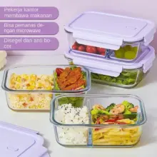 GOTO Candy Food Storage Tempat Penyimpanan Makanan Kaca Tahan Panas dengan Tutup Warna Warni
