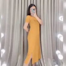 Casual Dress Bodycon Wanita 1136 Model Belahan Samping Bahan Spandek Rayon Nyaman dan Modis