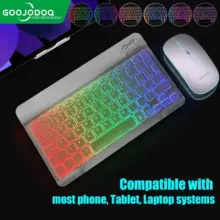 Keyboard Wireless Bluetooth 10 Inch dengan Lampu LED RGB Backlight untuk Tablet Laptop iPad dan Smartphone