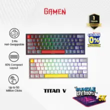 GAMEN Titan 5 Keyboard Gaming Mechanical 60 Percent RGB Hot Swappable Full Key Anti Ghosting
