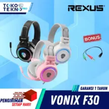 Rexus F30 Vonix Headset Gaming LED RGB dengan Suara Bass Jernih dan Mikrofon Sensitif untuk PC Laptop