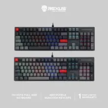 Rexus Heroic KX5 Mechanical Keyboard Gaming Full Size 104 Keys RGB LED USB Type C Blue Brown Red Switch