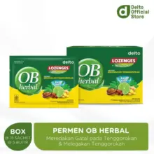 Permen OB Herbal Rasa Mint Box 15 Sachet Melegakan Tenggorokan dan Meredakan Batuk Ringan