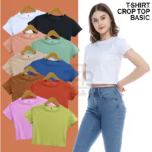 Crop Top Polos Wanita Cotton Combed 24s Tebal Premium Casual