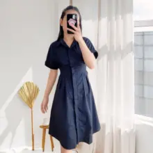 Katun Premium Karina Summer Dress Casual Elegan Gaya Korea Daster Busui Nyaman untuk Hijab dan Santai