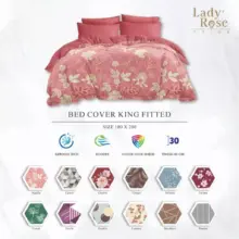 Lady Rose Prime Bedcover Set King Ukuran 180×200 Tinggi 30cm Sprei Fitted Motif Elegan Premium