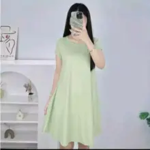 Dress Mola 975 Wanita Casual Model Swing Babydoll Bahan Spandek Rayon Nyaman untuk Sehari-hari