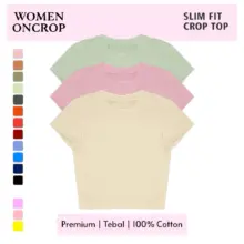 Crop Top Wanita Slim Fit Lengan Pendek Cotton Premium Tebal Casual