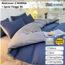 Bedcover Set Sprei The Legends Twotone Tinggi 30cm Premium Microfiber Isi Lengkap dengan Sarung Bantal dan Sarung Guling