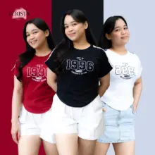 Lerist Crop Top Wanita 1996 Cotton Combed Premium Round Neck Sporty Casual