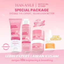 Hanasui Glow Expert Skincare Set 4 in 1 dengan Power Bright Serum Pencerah Wajah dan Perawatan Kulit Kusam