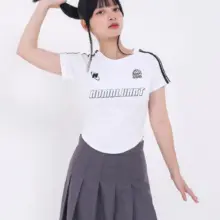 NOMOLU Crop Top Tee Kaos Wanita Jersey Casual Nyaman