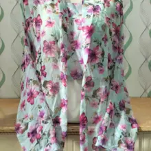 Atasan Kebaya Kutubaru Motif Bunga Sifon Elegan Lengan Panjang Tradisional Modern